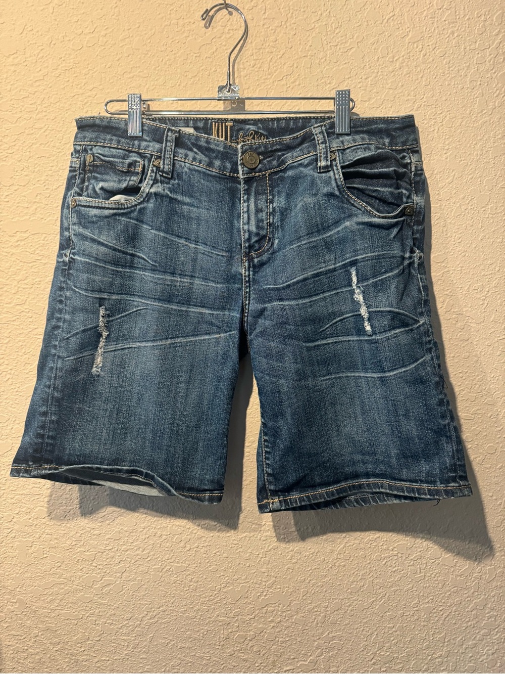 Kut from the Kloth Distressed Blue Denim Shorts